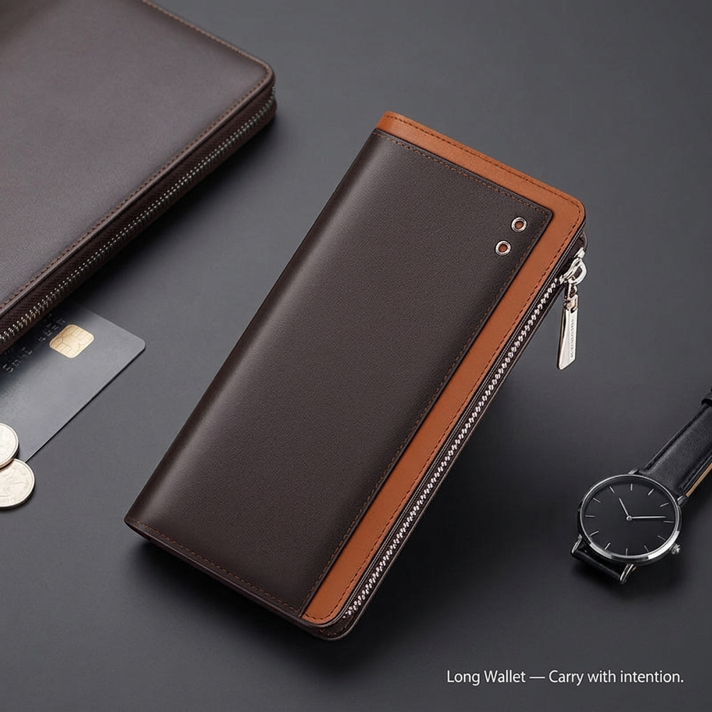 VAEREN Long Type Leather Wallet