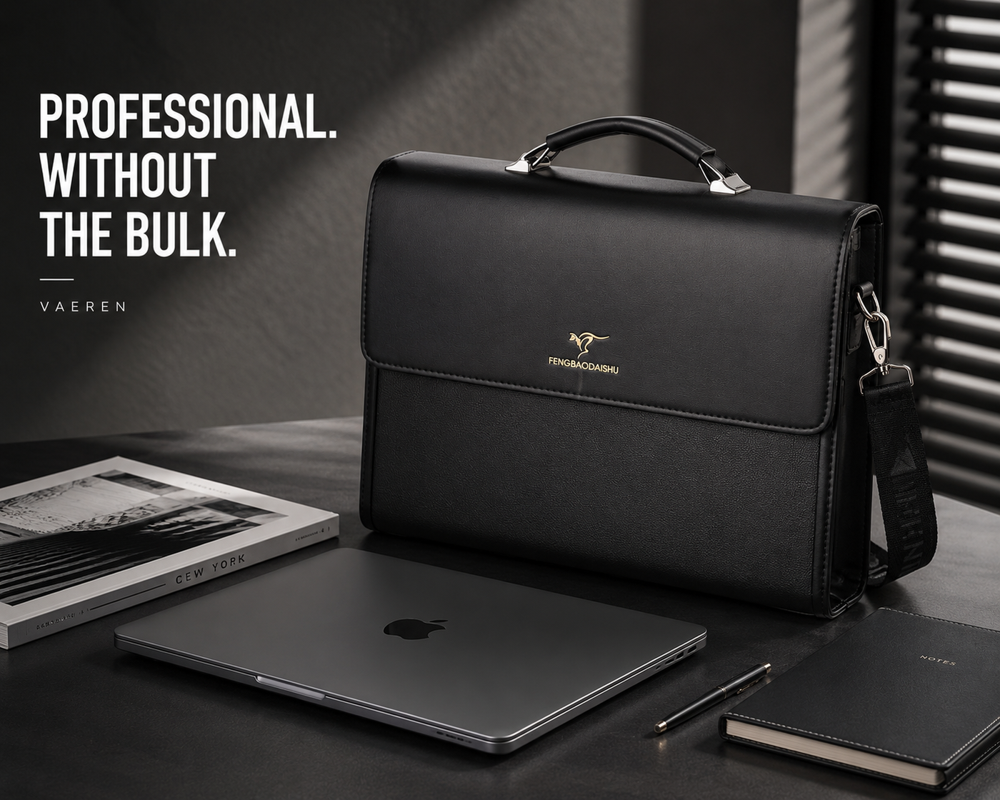 VAEREN Men's Horizontal Leather Briefcase